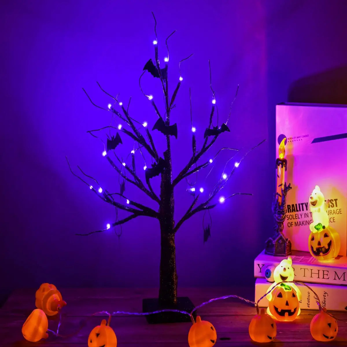 Halloween LED Pumpkin Tree Tabletop Decoration