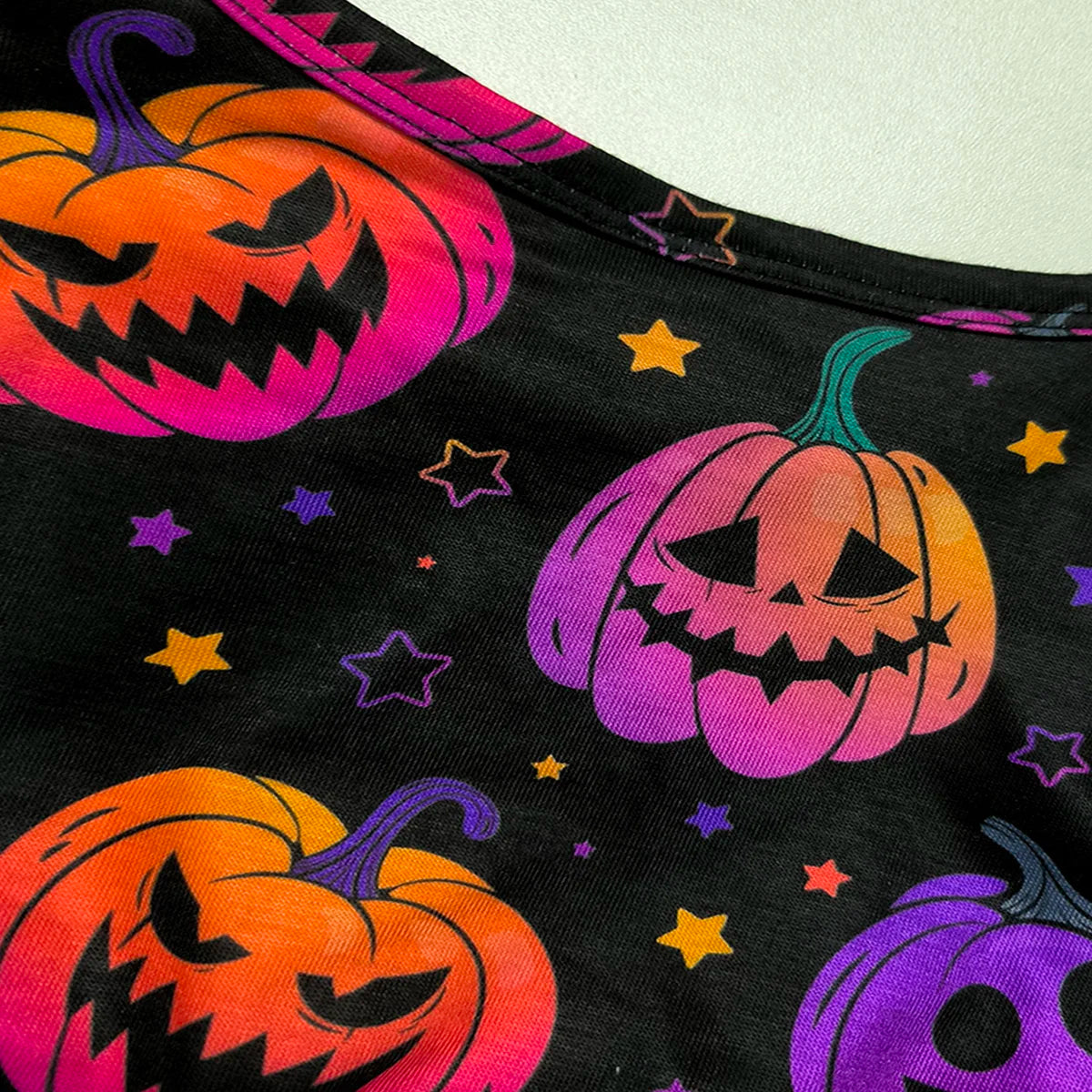 Girls Halloween Pumpkin Ghost Long Sleeve Party Dress