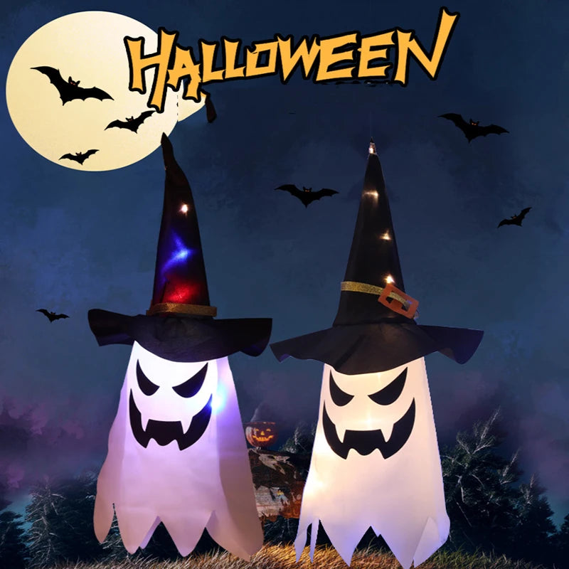 Colorful Wizard Hat Ghost Lantern String Lights