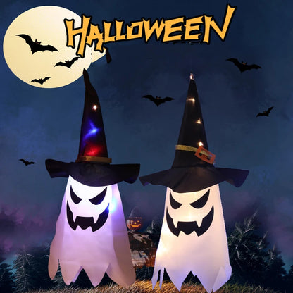 Colorful Wizard Hat Ghost Lantern String Lights