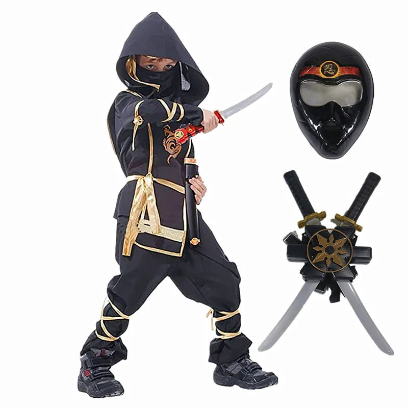Black Ninja Costume with Mask and Toy
