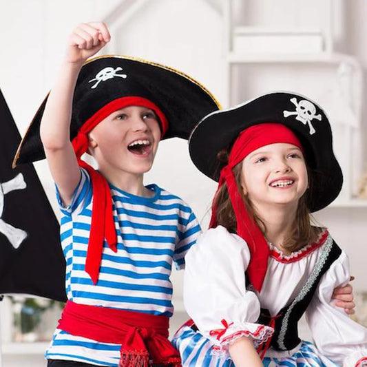 Black Red Pirate Captain Hat