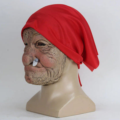 Funny Smoking Granny Latex Mask