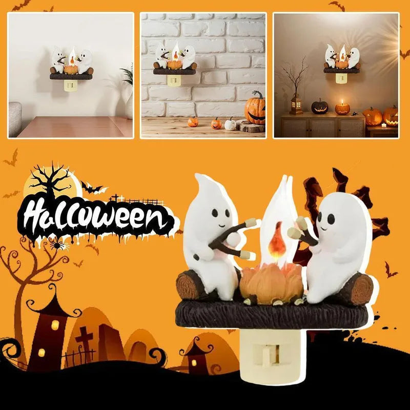 Halloween Ghost Campfire Marshmallow Flickering Night Light