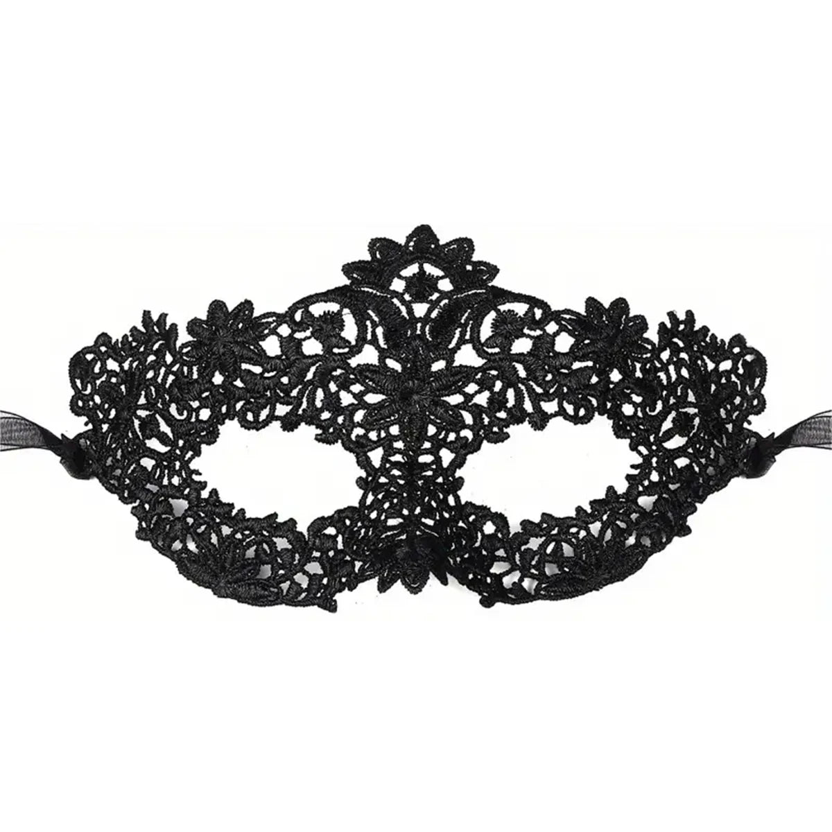 Elegant Black Lace Masquerade Mask Set