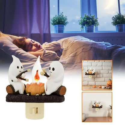 Halloween Ghost Campfire Marshmallow Flickering Night Light