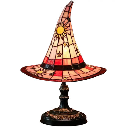 Stained Glass LED Witch Hat Lamp