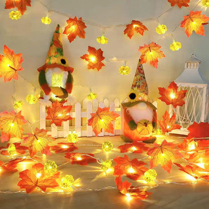 Maple Leaf Pumpkin LED String Lights