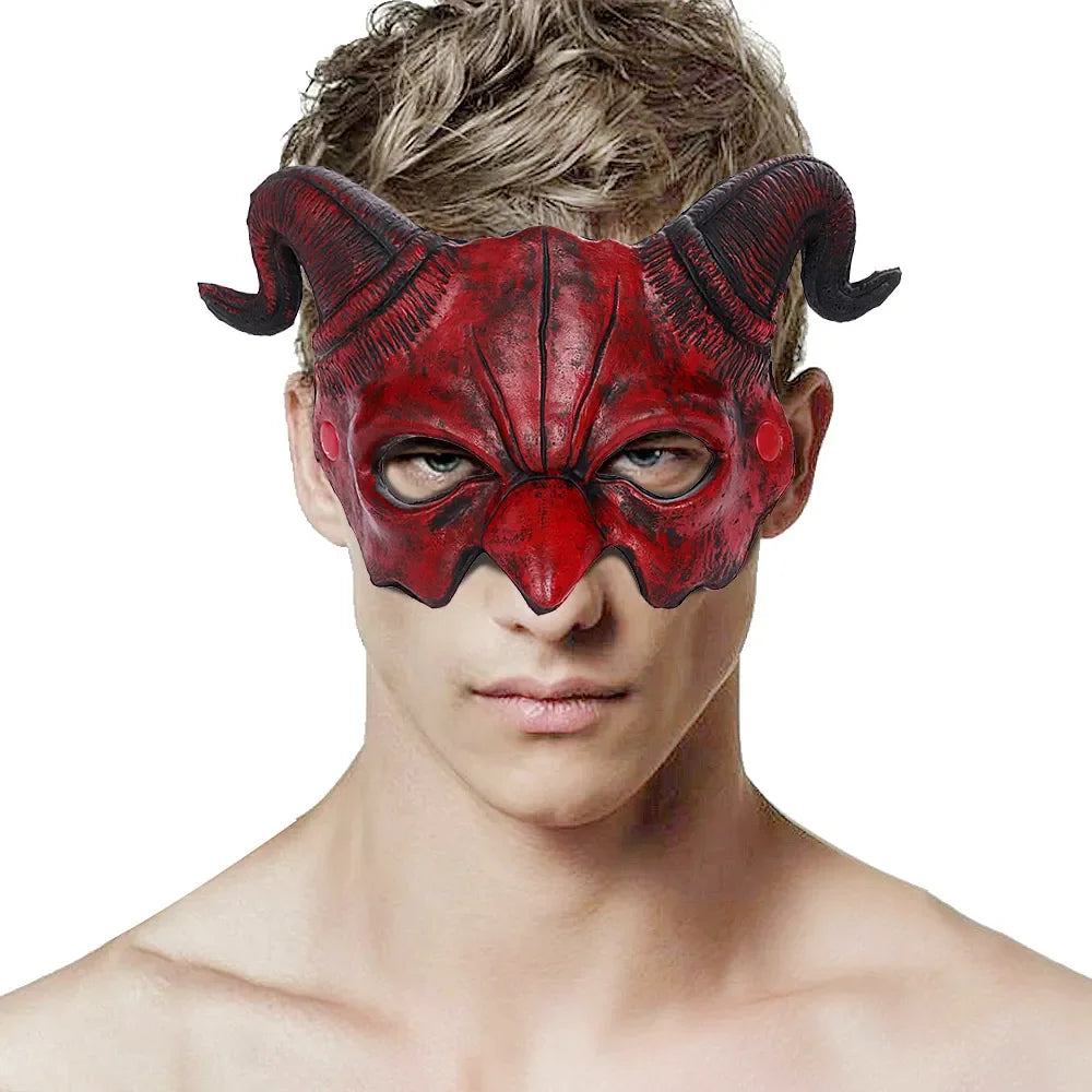 Half Face Devil Horn Mask
