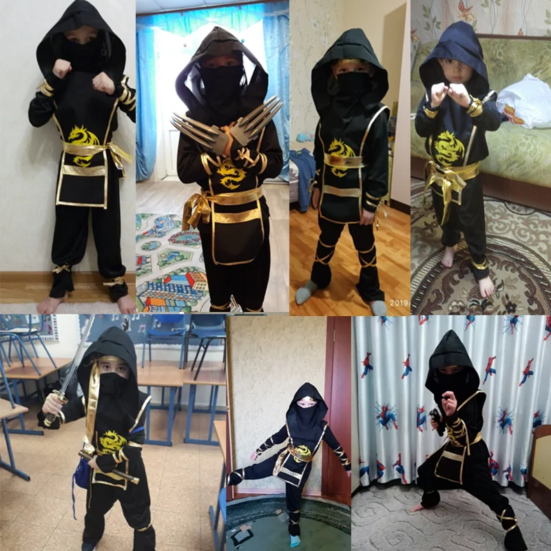Black Ninja Costume with Mask and Toy