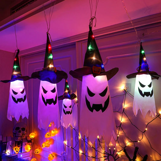 Colorful Wizard Hat Ghost Lantern String Lights