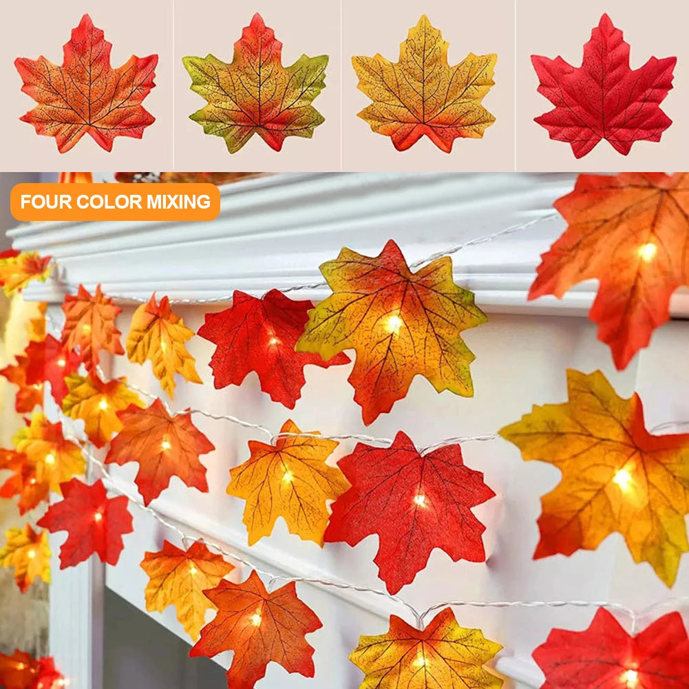 LED Maple Leaf Garland String Lights