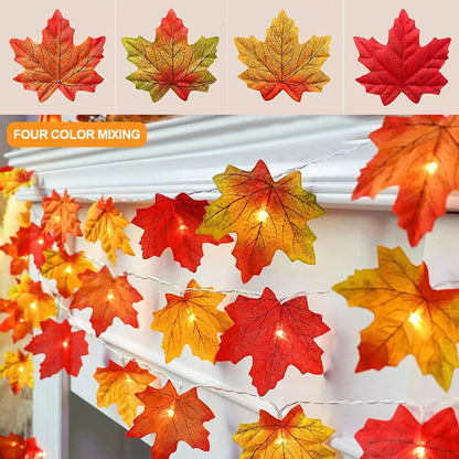 LED Maple Leaf Garland String Lights