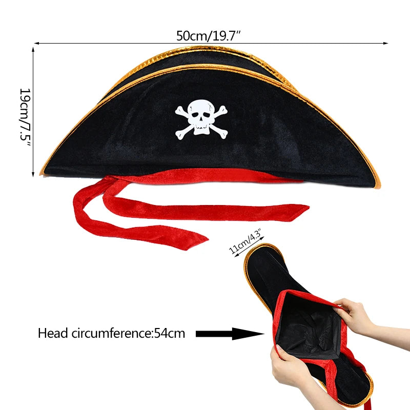 Black Red Pirate Captain Hat