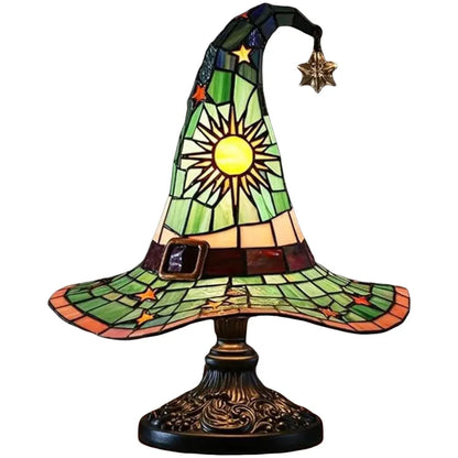 Stained Glass LED Witch Hat Lamp