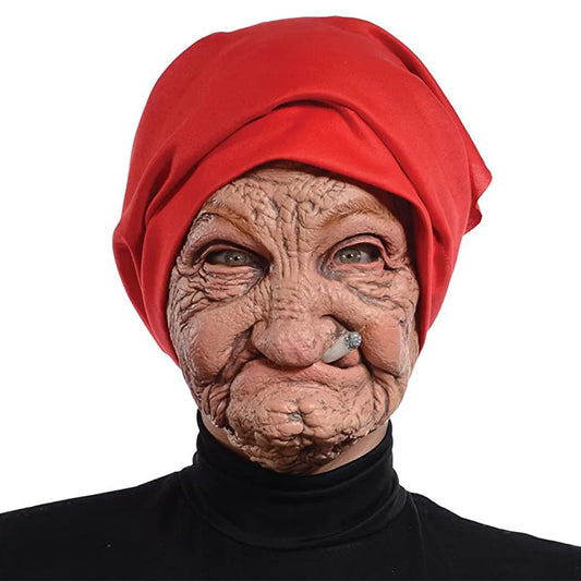 Funny Smoking Granny Latex Mask