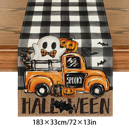 Halloween Plastic Tablecloth with Haunted House
