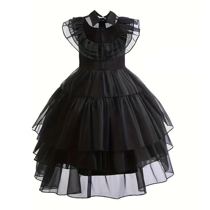 Girls Gothic Wednesday Addams Party Dress