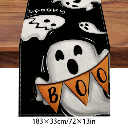 Halloween Plastic Tablecloth with Haunted House