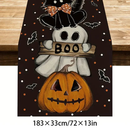 Halloween Plastic Tablecloth with Haunted House