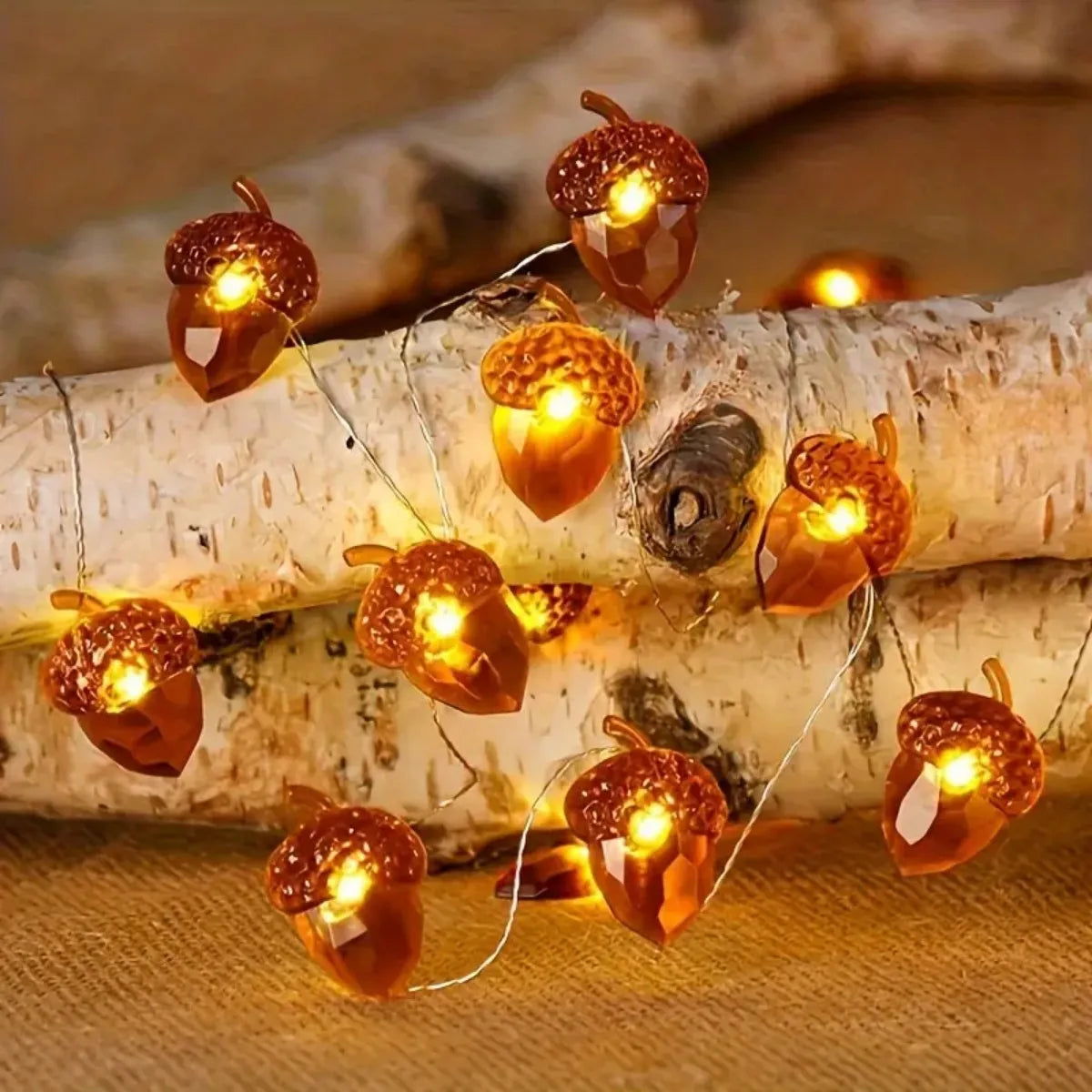 Battery-Powered Acorn LED String Lights