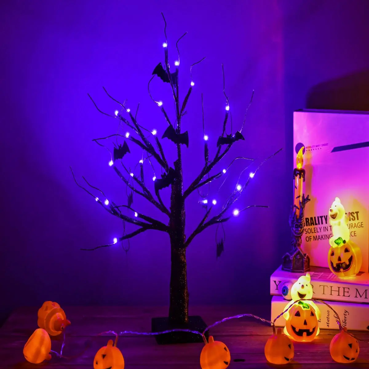 Halloween LED Pumpkin Tree Tabletop Decoration