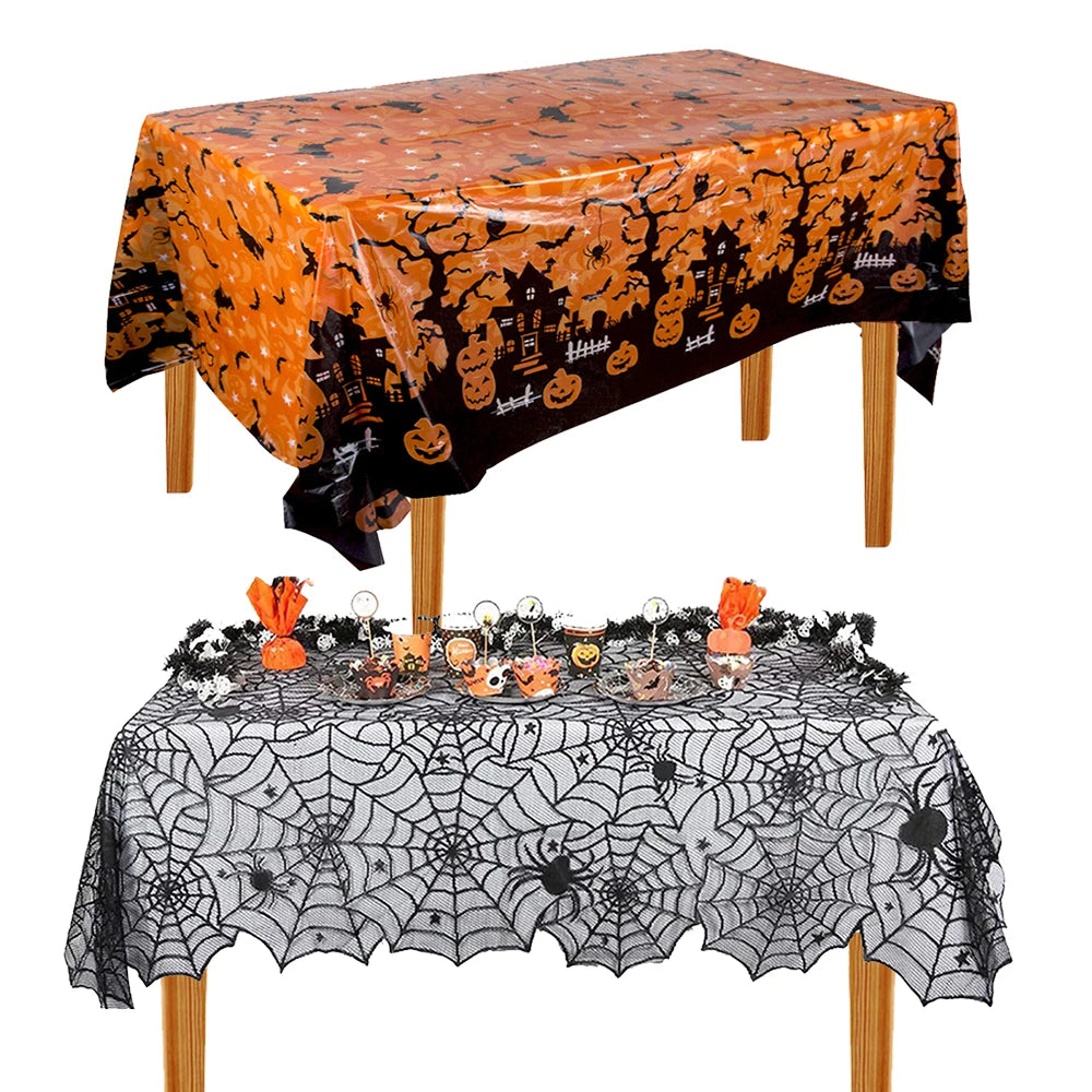 Halloween Plastic Tablecloth with Haunted House