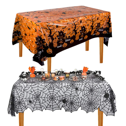 Halloween Plastic Tablecloth with Haunted House
