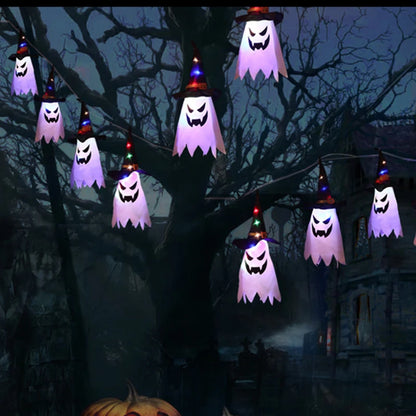 Colorful Wizard Hat Ghost Lantern String Lights