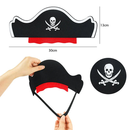 Black Red Pirate Captain Hat