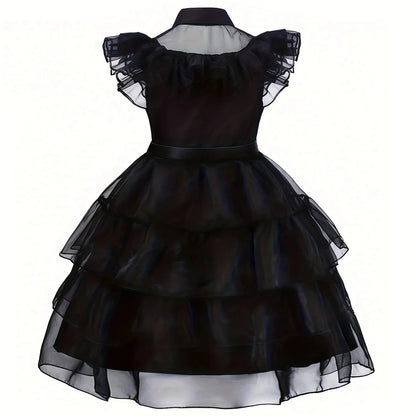 Girls Gothic Wednesday Addams Party Dress