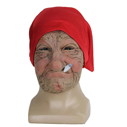 Funny Smoking Granny Latex Mask
