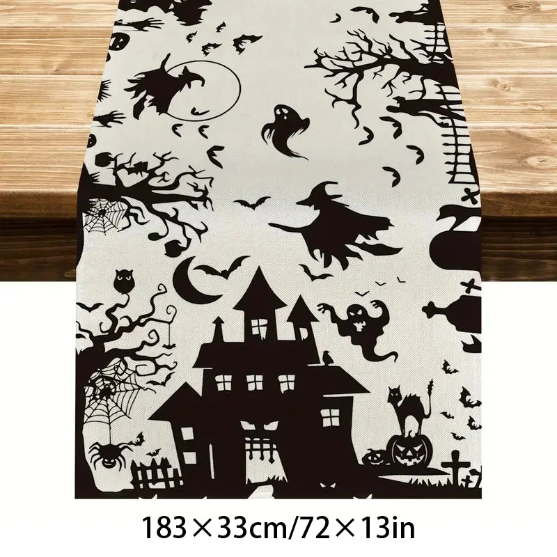 Halloween Plastic Tablecloth with Haunted House