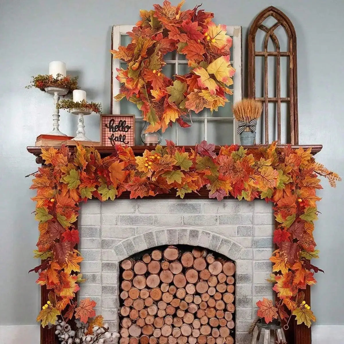 Fall Maple Leaf Garland with Fruits