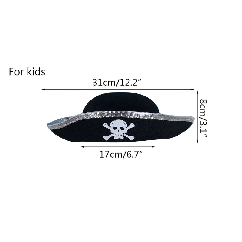 Black Red Pirate Captain Hat