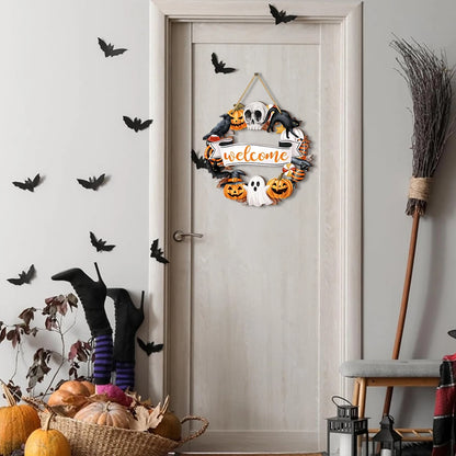 Halloween Wooden Welcome Wreath
