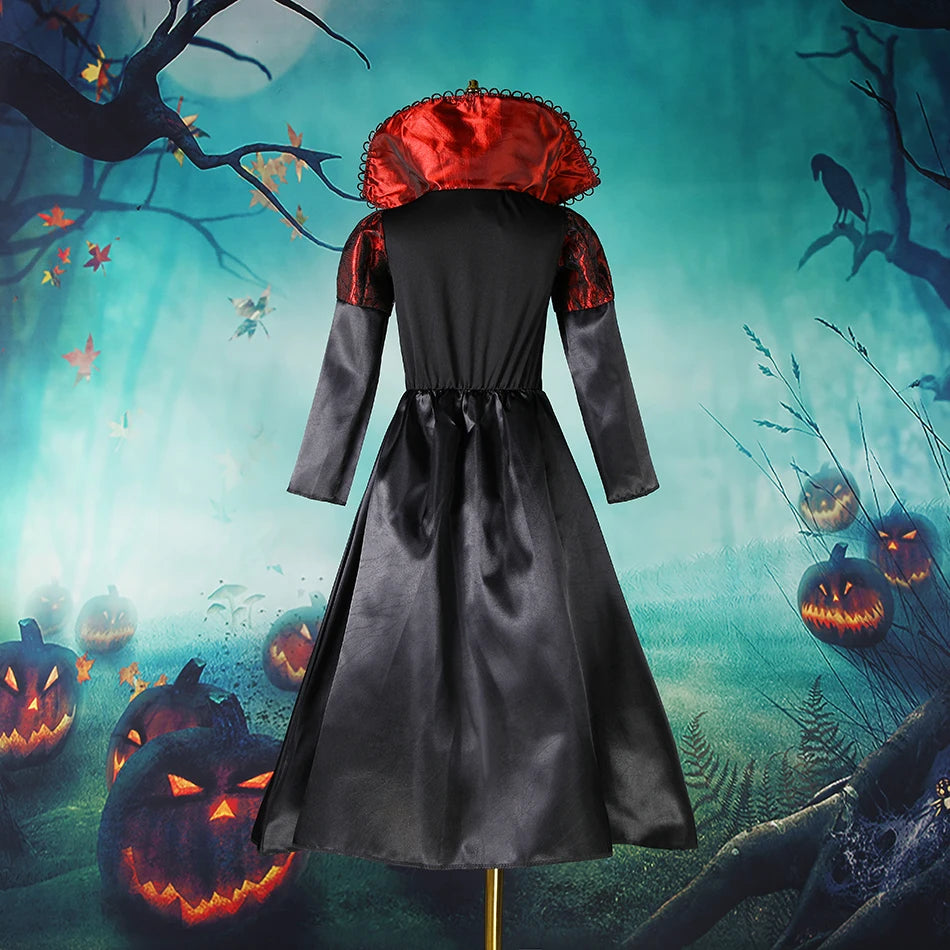 Girls Halloween Vampire Costume Long Tutu Dress