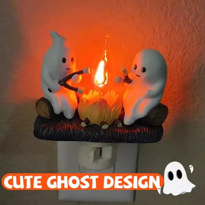 Halloween Ghost Campfire Marshmallow Flickering Night Light