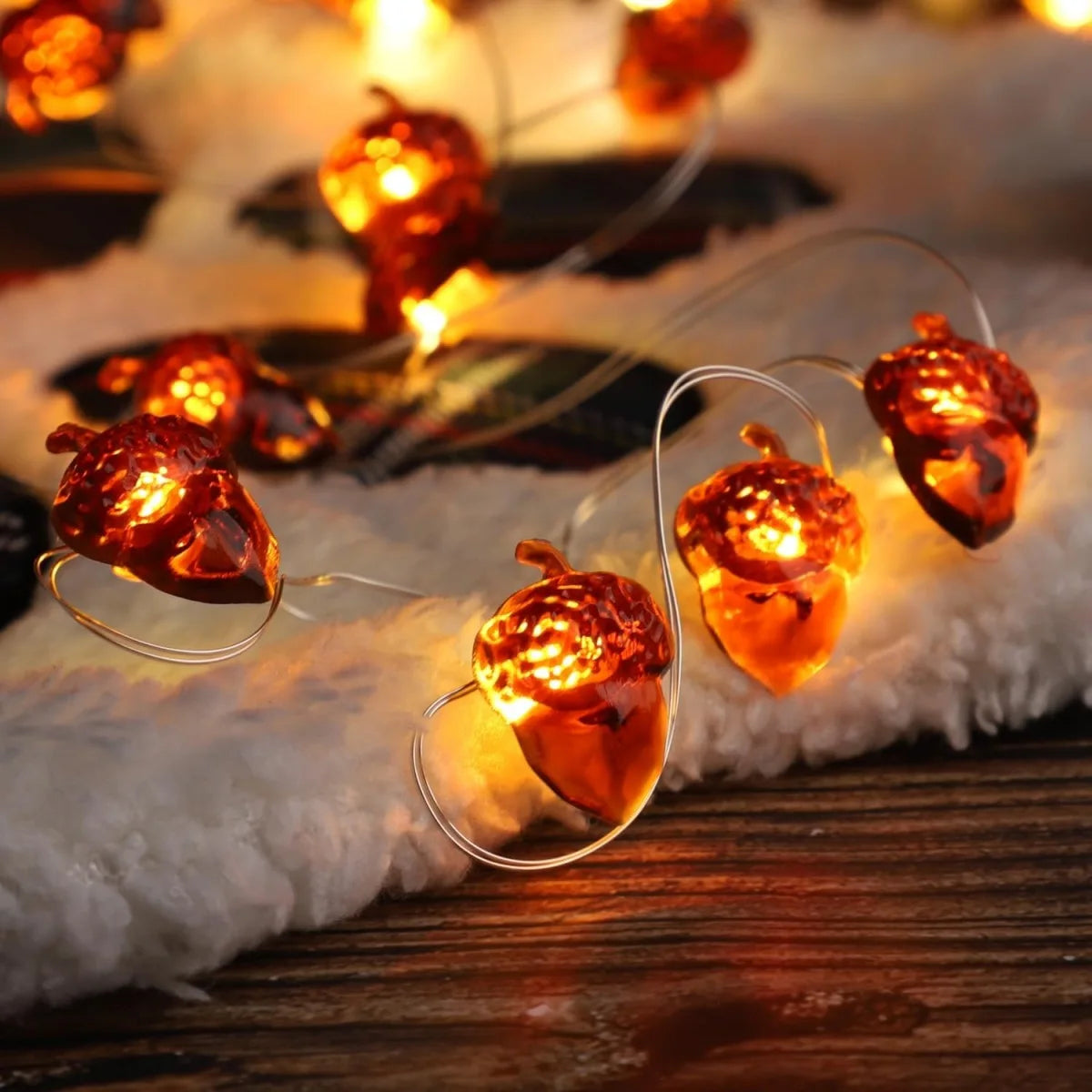 Battery-Powered Acorn LED String Lights