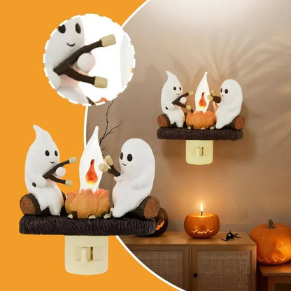 Halloween Ghost Campfire Marshmallow Flickering Night Light