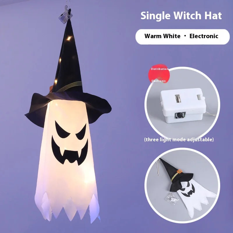 Colorful Wizard Hat Ghost Lantern String Lights