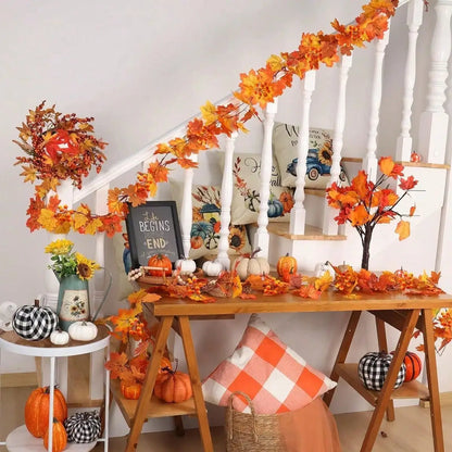 Fall Maple Leaf Garland with Fruits