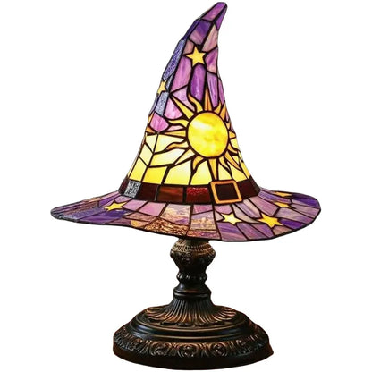 Stained Glass LED Witch Hat Lamp