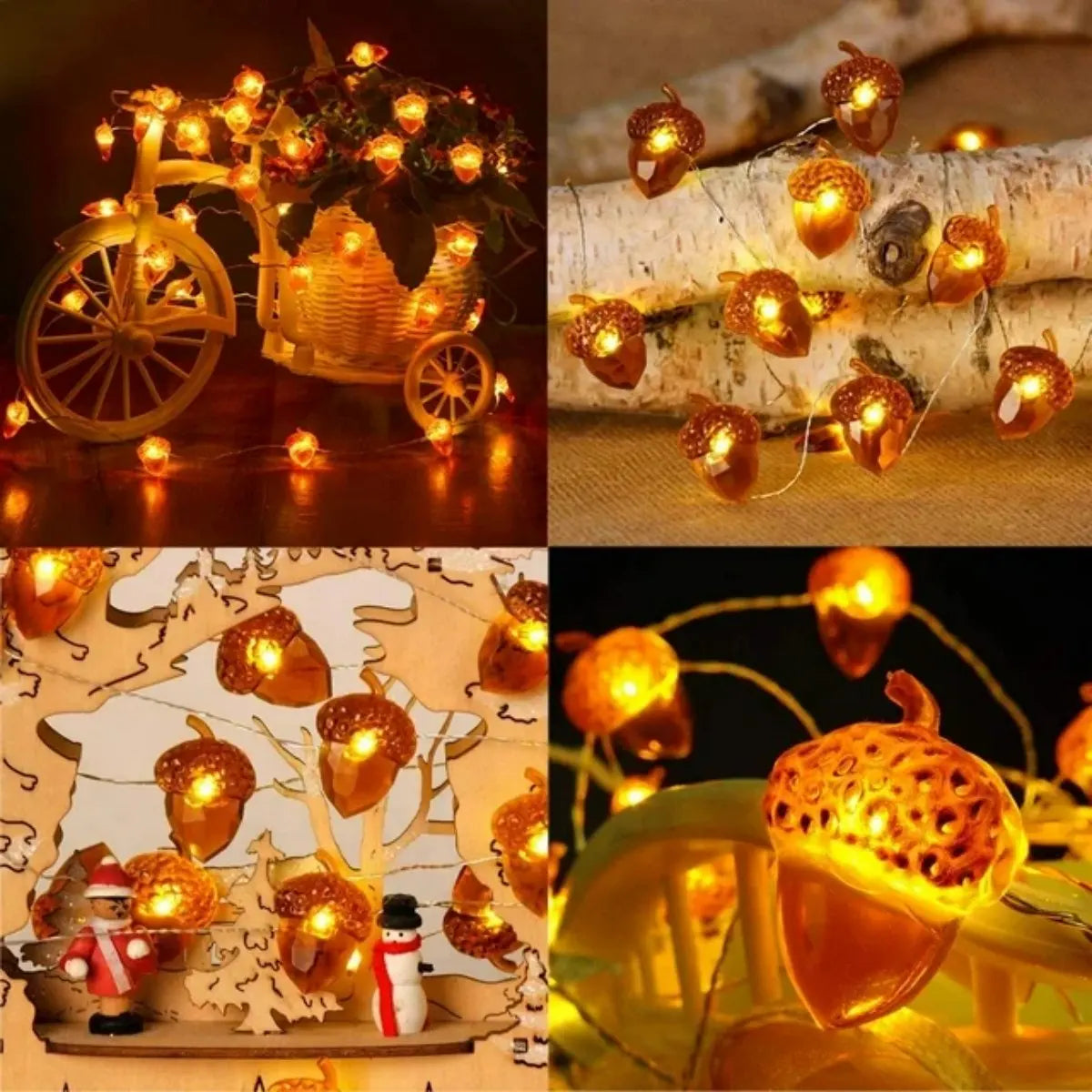 Battery-Powered Acorn LED String Lights