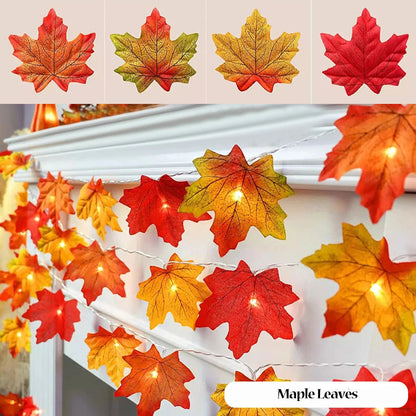 Maple Leaf Pumpkin LED String Lights