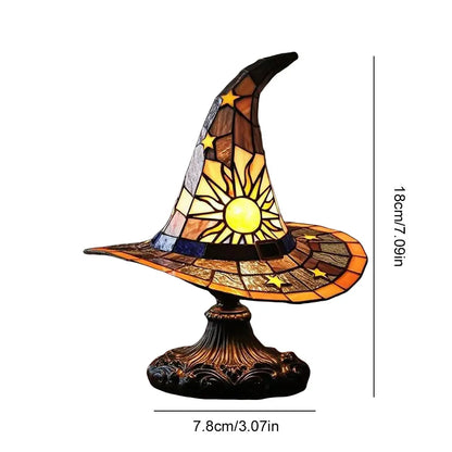 Stained Glass LED Witch Hat Lamp