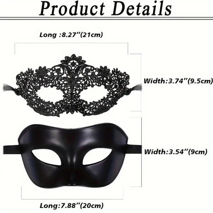 Elegant Black Lace Masquerade Mask Set