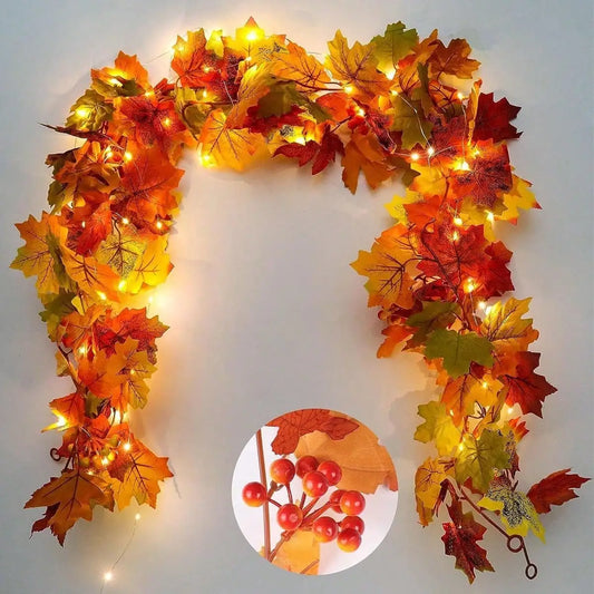 Fall Maple Leaf Garland with Fruits