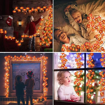 Maple Leaf Pumpkin LED String Lights