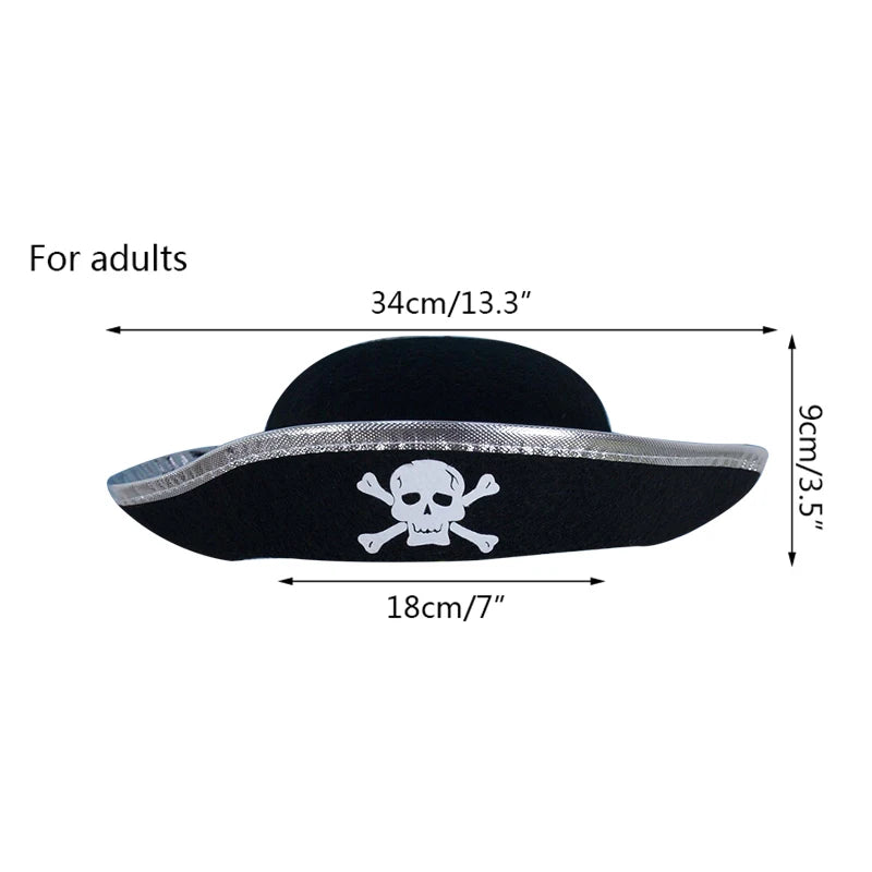 Black Red Pirate Captain Hat